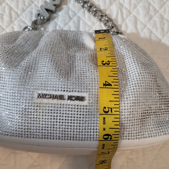 Michael Kors Nola Small Crystal Embellished Clutch Metallic Chain and Kisslock - Picture 9 of 11